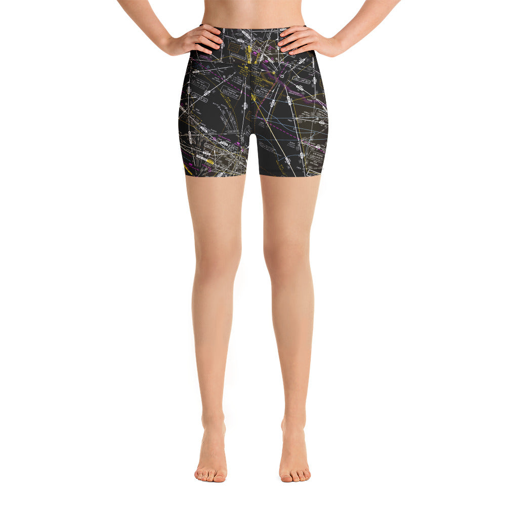 Aeronautical Chart Yoga Shorts (invert 2)