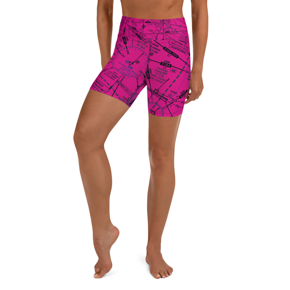 Enroute Low Altitude Chart yoga shorts (pink)