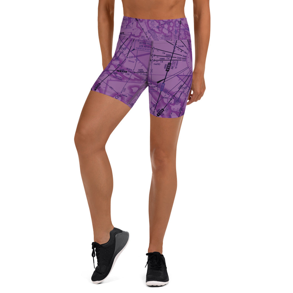 Enroute Low Altitude Chart yoga shorts (purple)