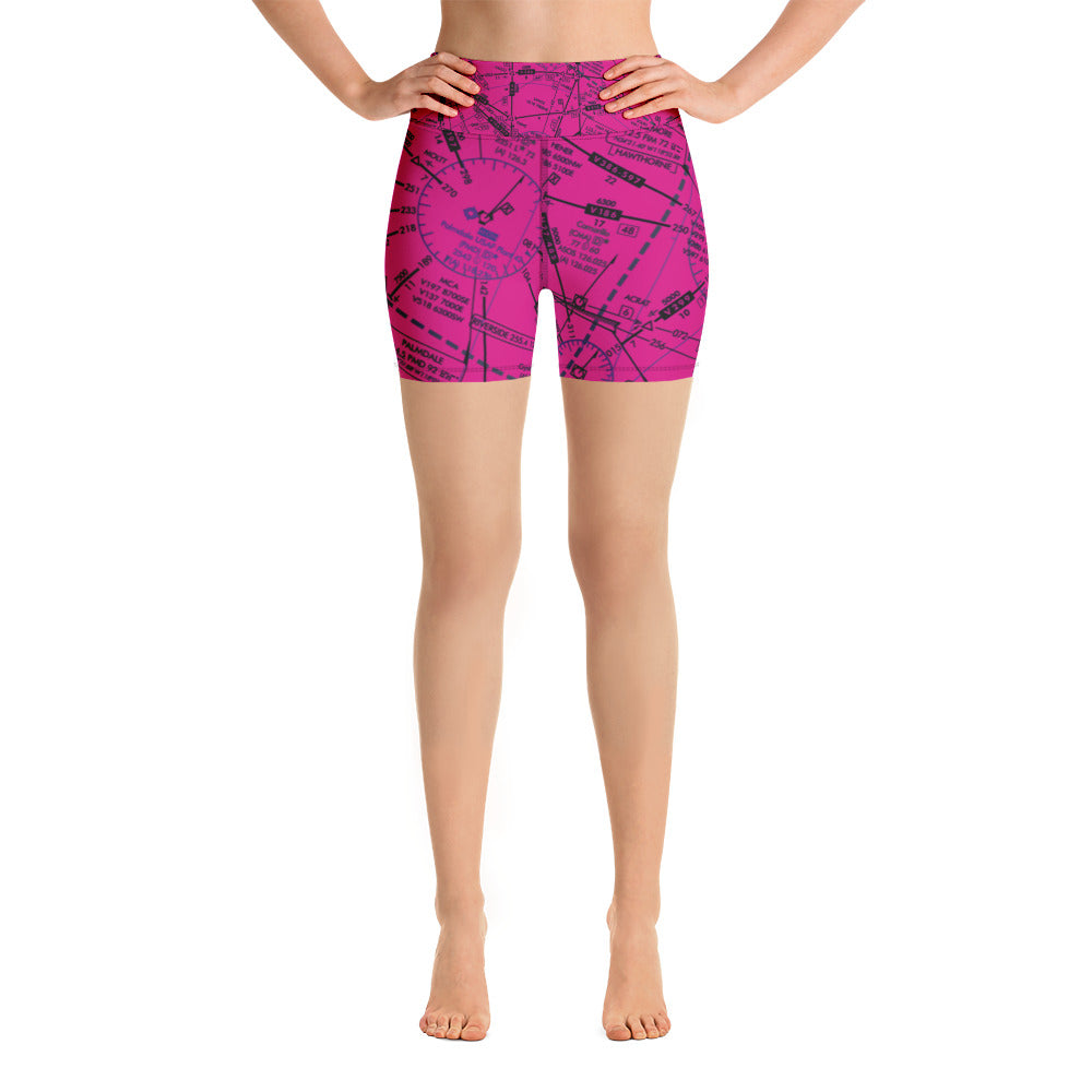 Enroute Low Altitude Chart yoga shorts (pink)