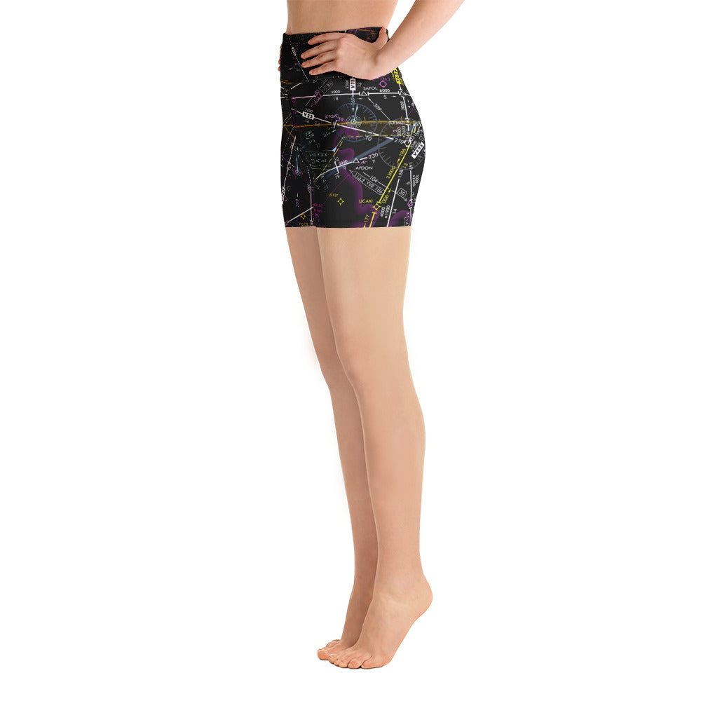 Aeronautical Chart Yoga Shorts (invert)