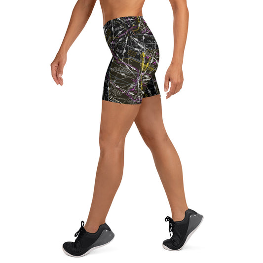 Aeronautical Chart Yoga Shorts (invert 2)