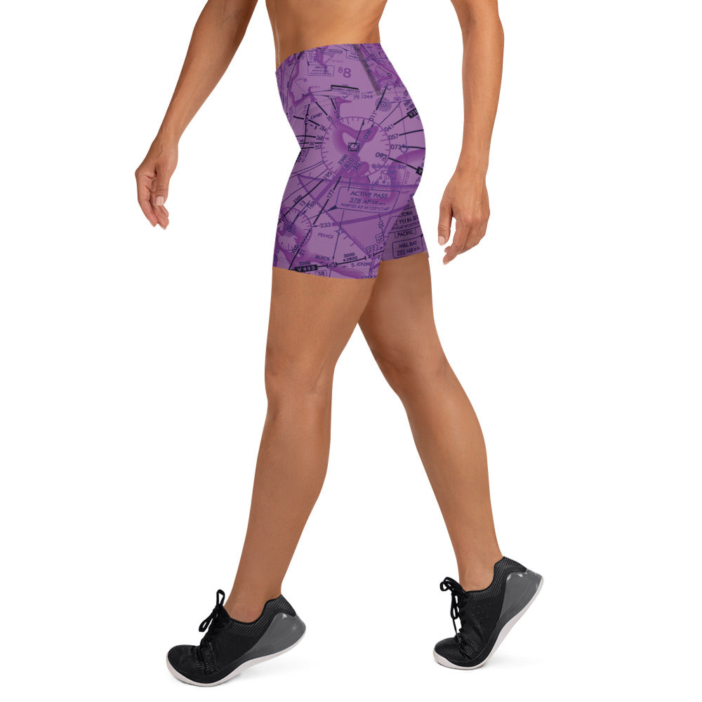 Enroute Low Altitude Chart yoga shorts (purple)
