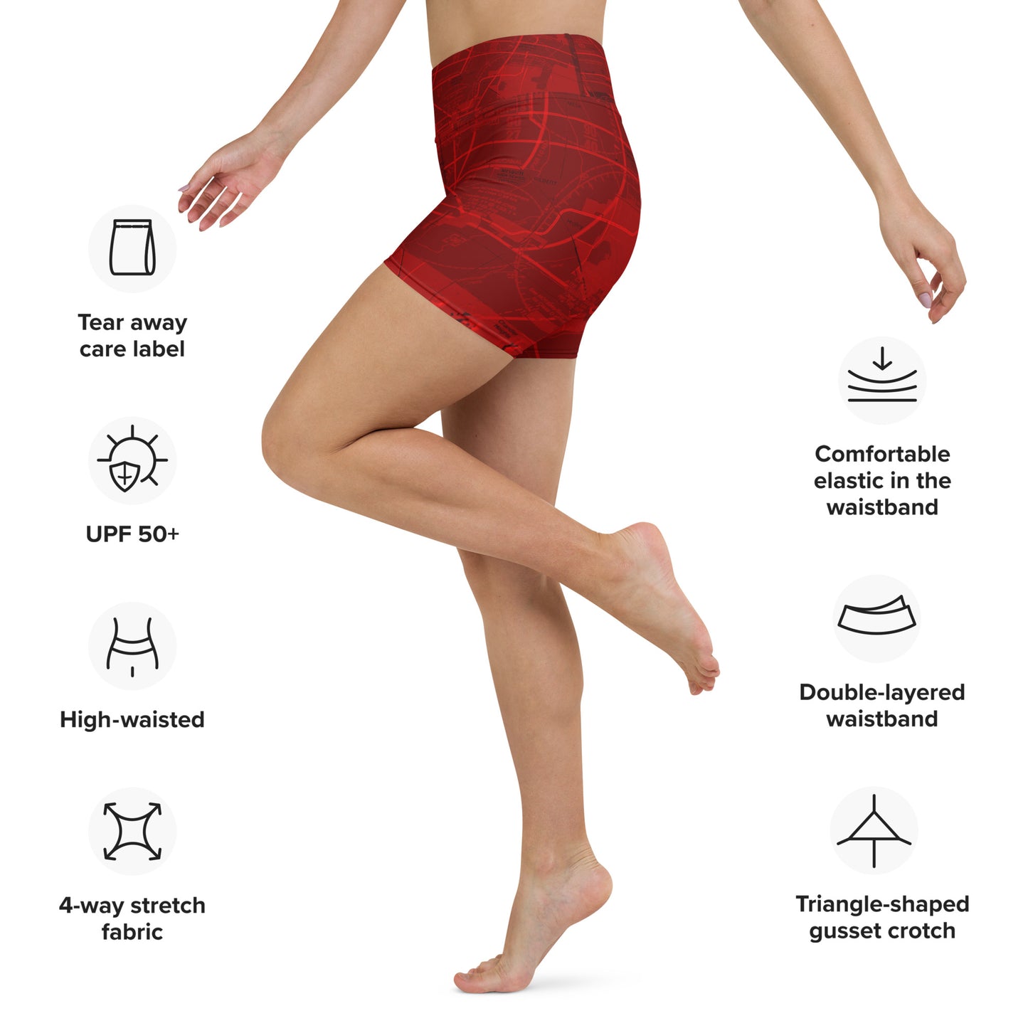 Phoenix TAC Chart yoga shorts (red)