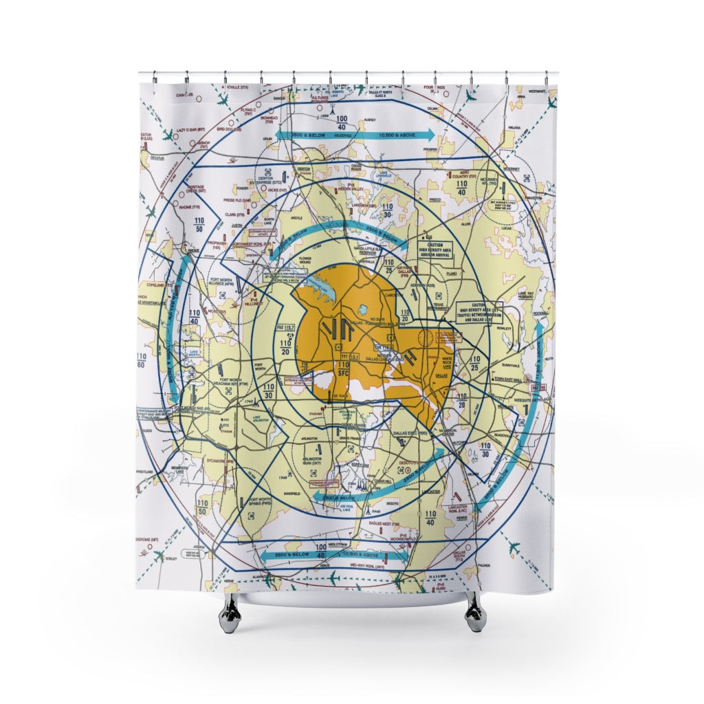 Dallas - Ft. Worth Flyway Chart shower curtain