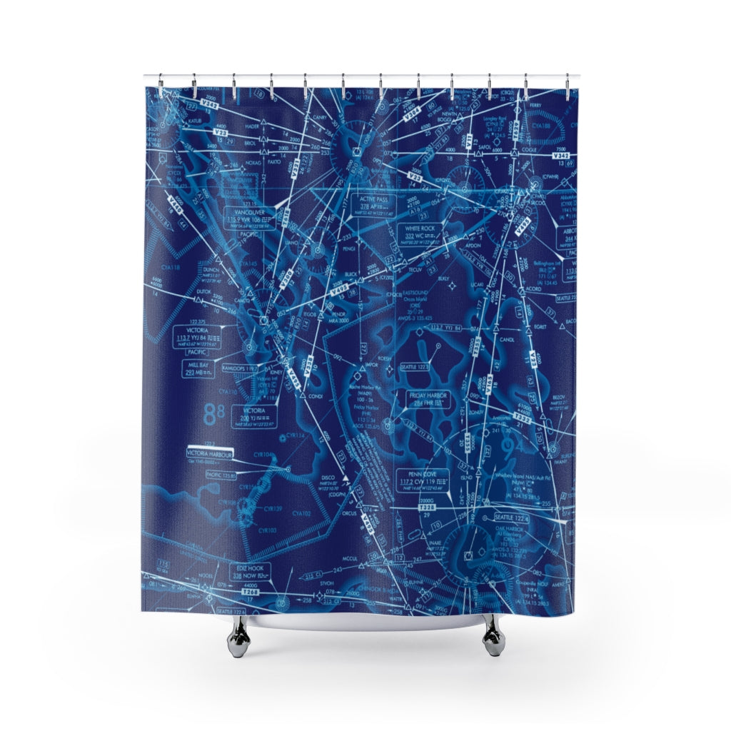 Aeronautical Chart shower curtain (ELUS1/blue)