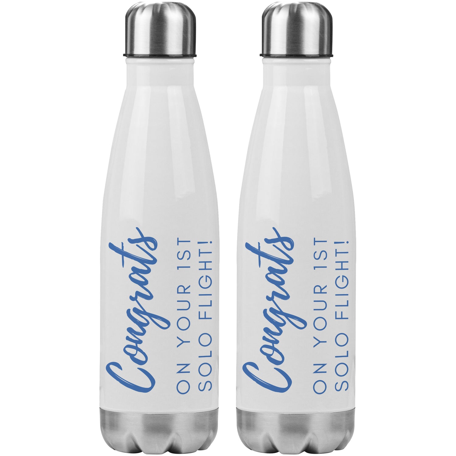 Congrats on your first solo flight! - stainless steel water bottle
