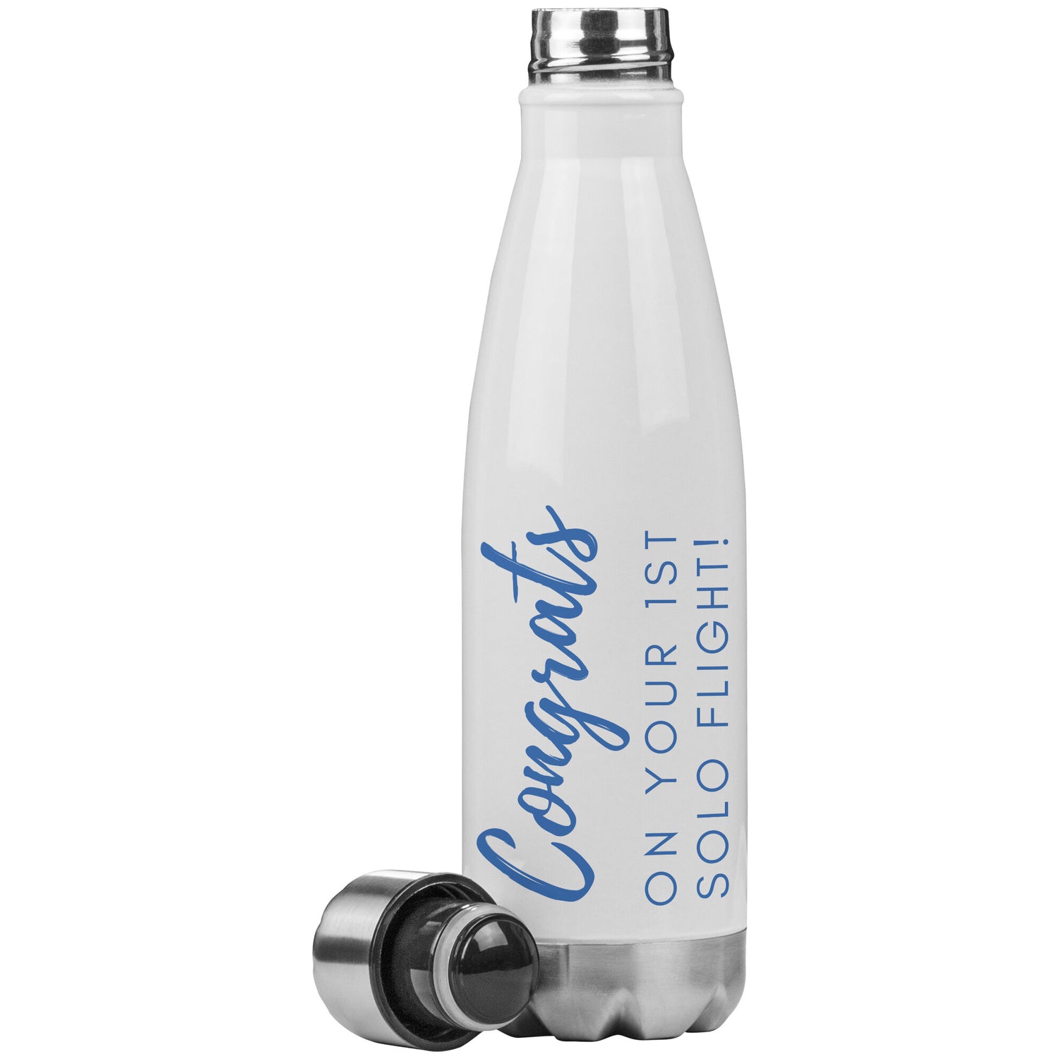 Congrats on your first solo flight! - stainless steel water bottle