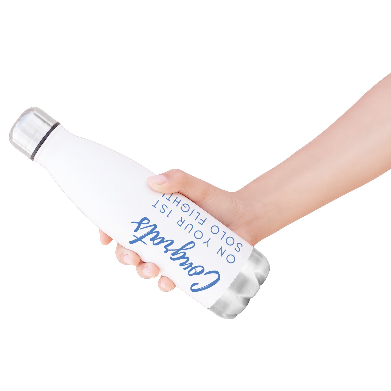 Congrats on your first solo flight! - stainless steel water bottle