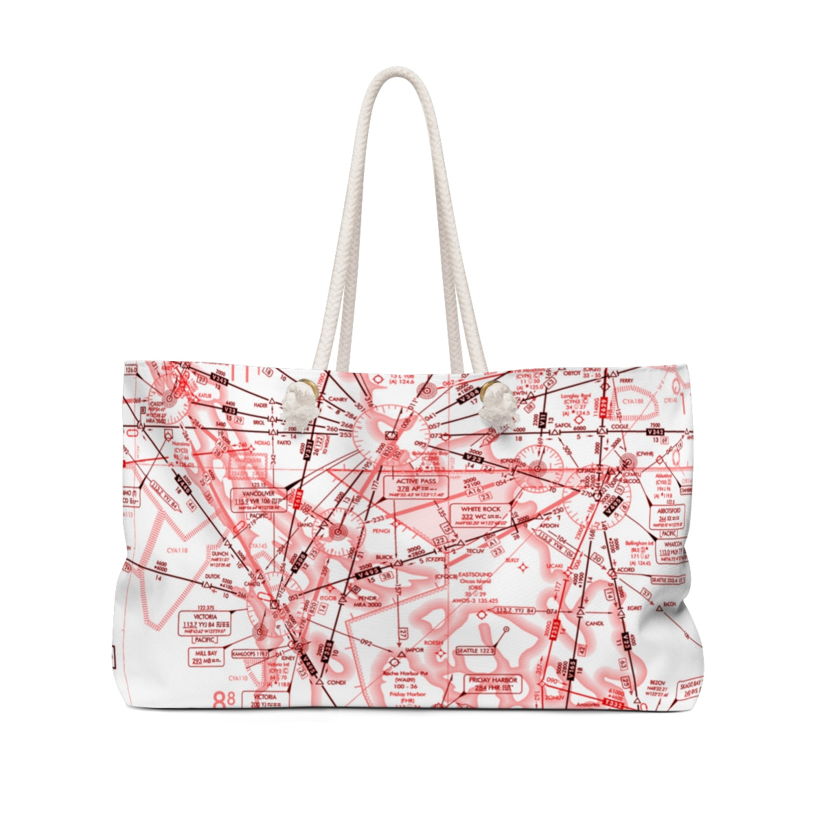 Aeronautical Chart weekender tote bag (ELUS1/red&white)