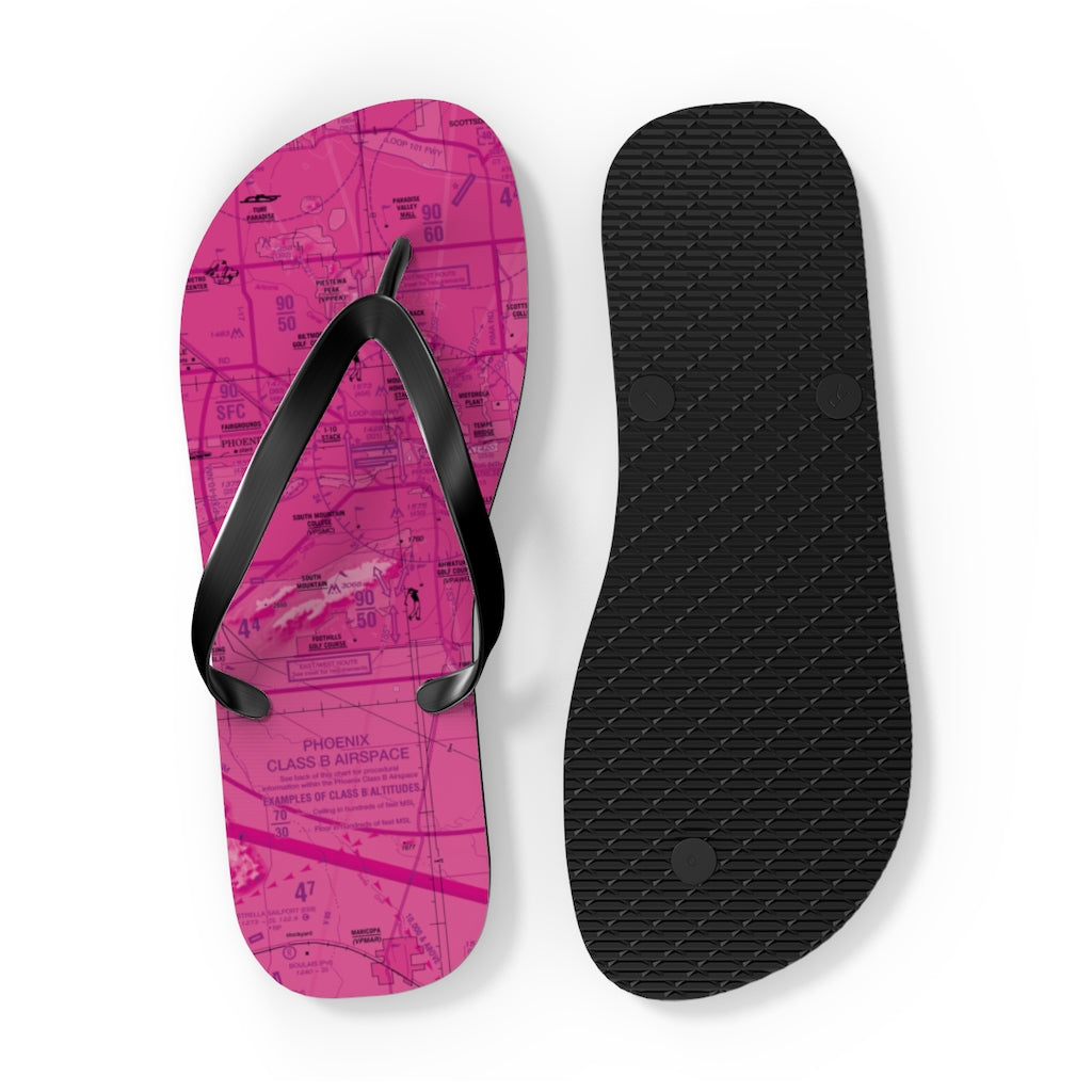Aeronautical Chart Flip-Flops (PHX/pink)
