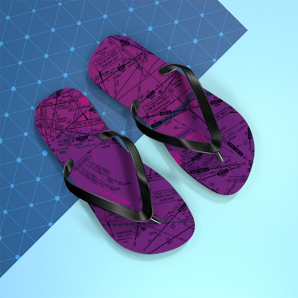 Aeronautical Chart Flip-Flops (ELUS3/purple)