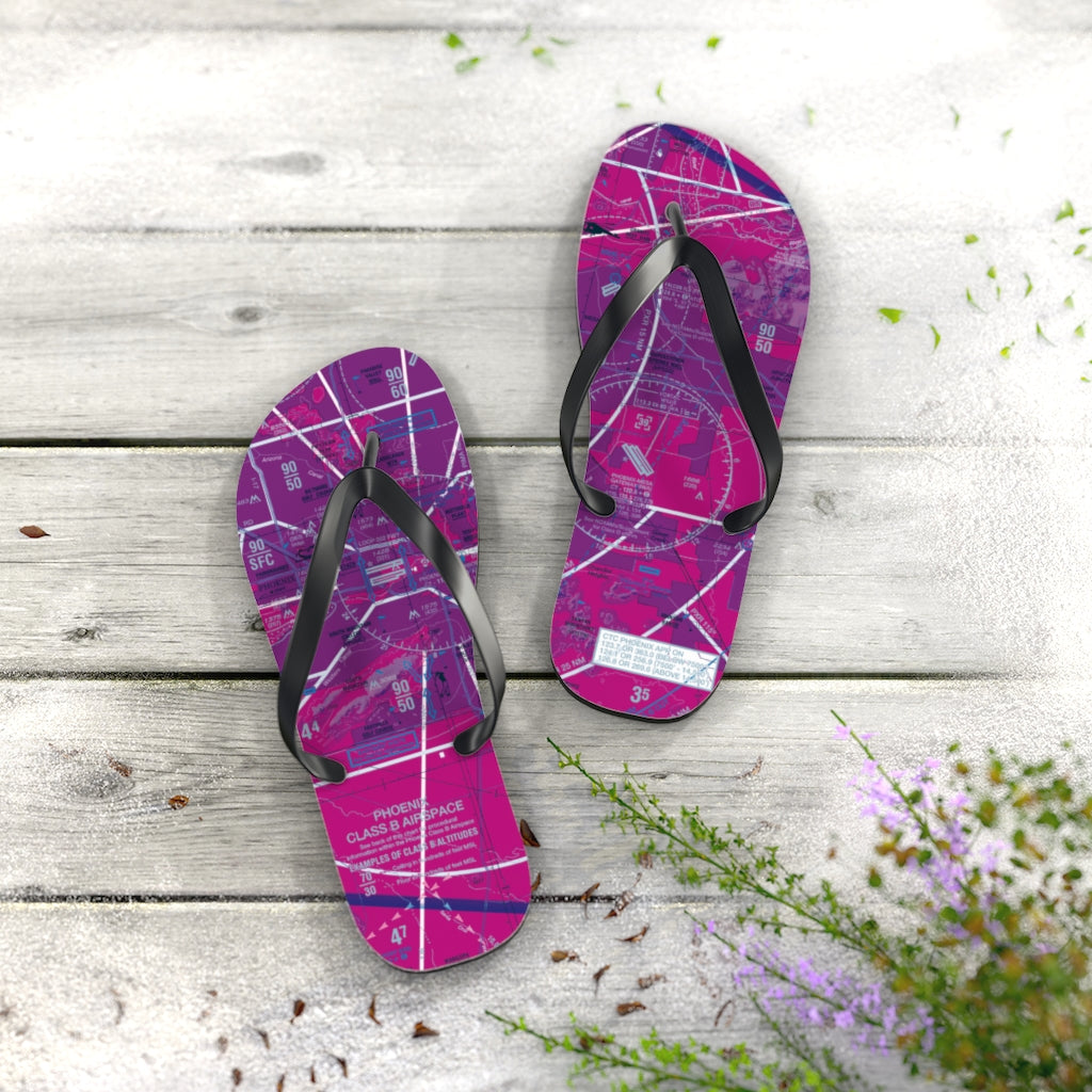 Aeronautical Chart Flip-Flops (PHX/purple)