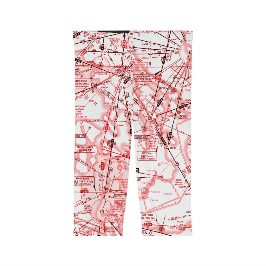 Enroute Low Altitude Chart capri leggings (red&white)