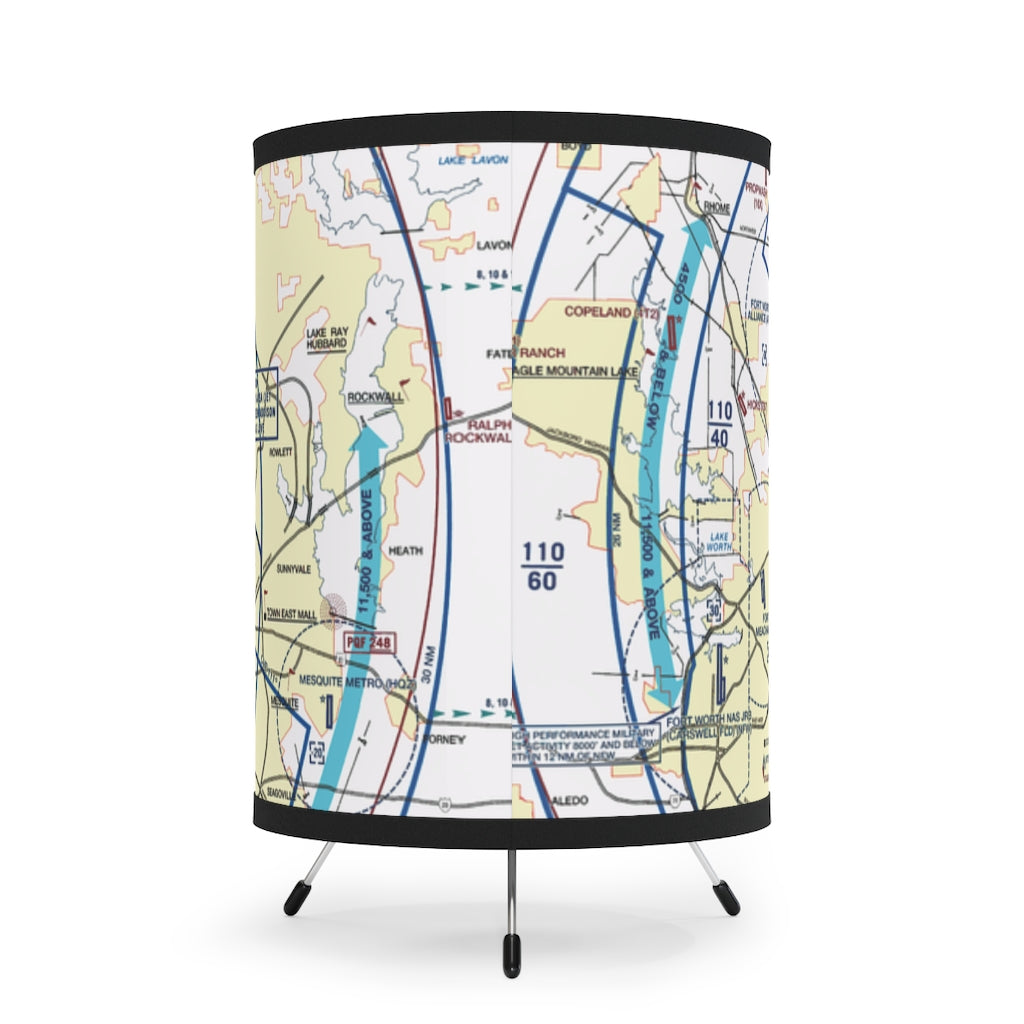 Dallas - Ft. Worth Flyway Chart - Tripod Lamp