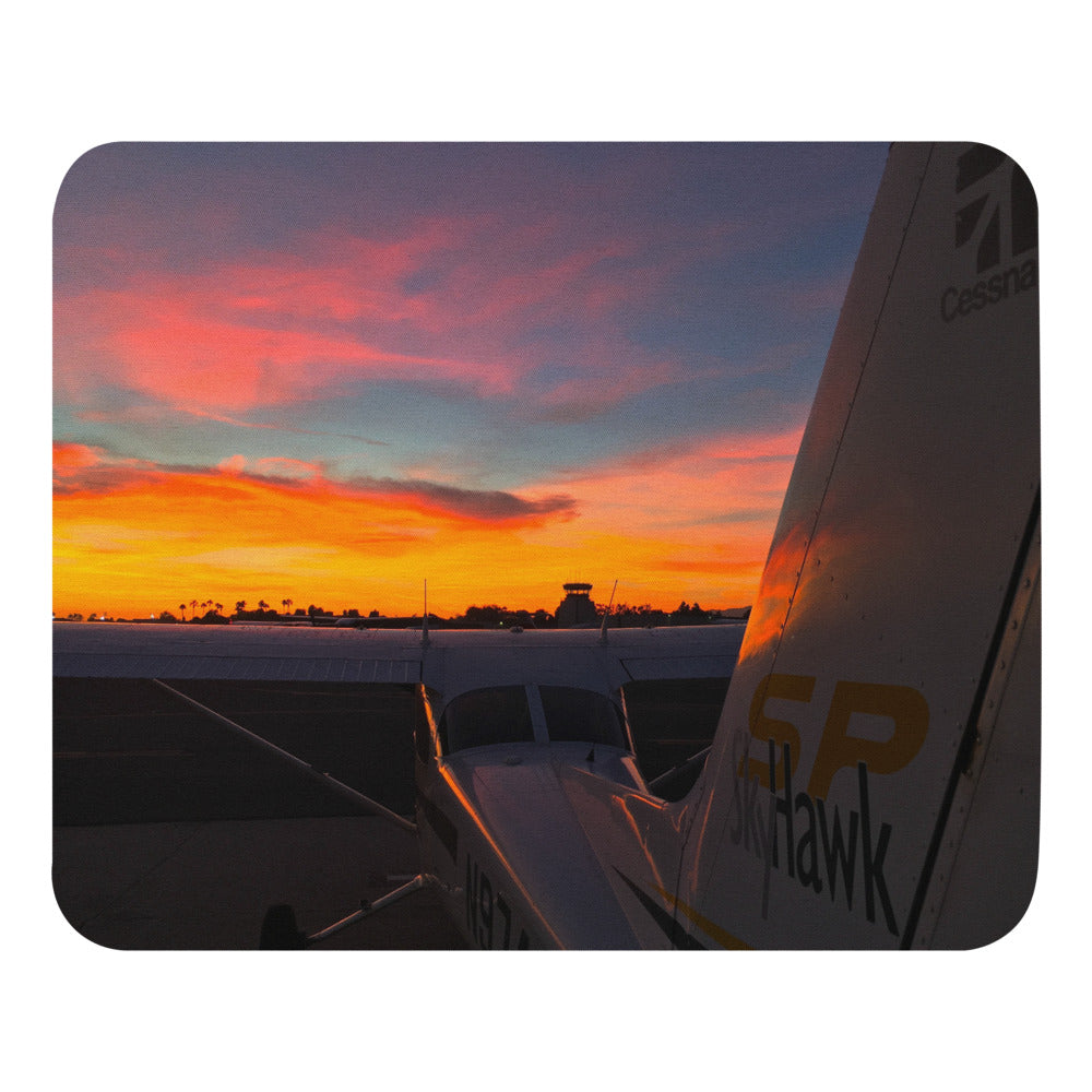 Cessna Skyhawk at Sunset at Santa Monica Airport mouse pad