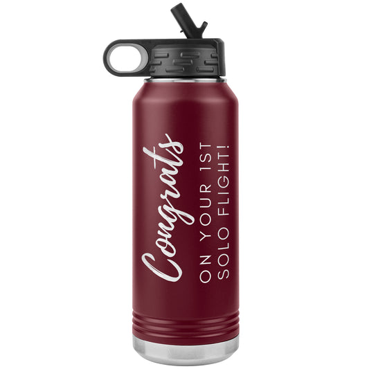 Congrats on your 1st Solo Flight! - 32 oz. water bottle