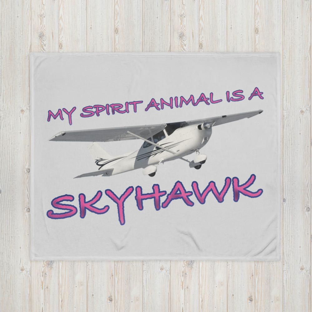 My Spirit Animal is a Skyhawk off white throw blanket