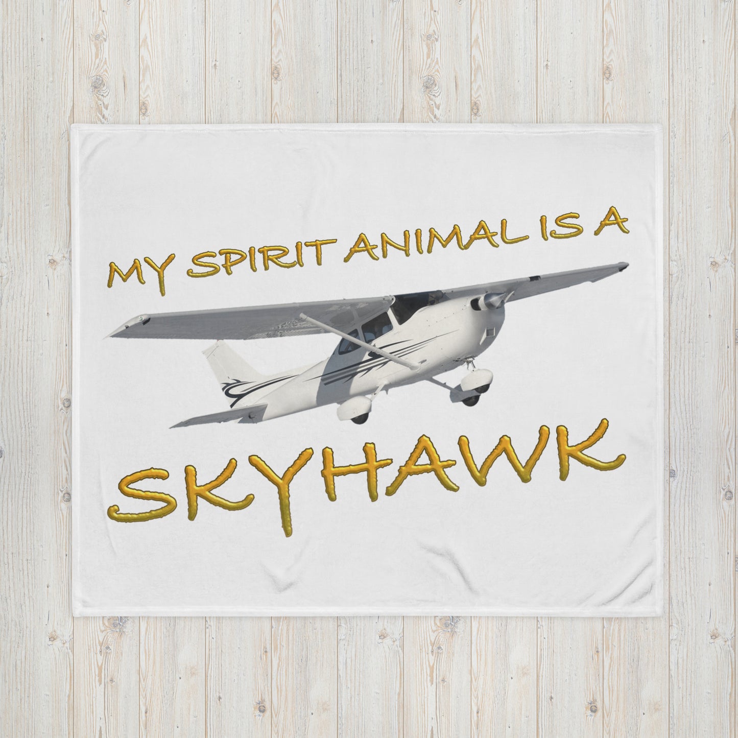 My Spirit Animal is a Skyhawk white throw blanket