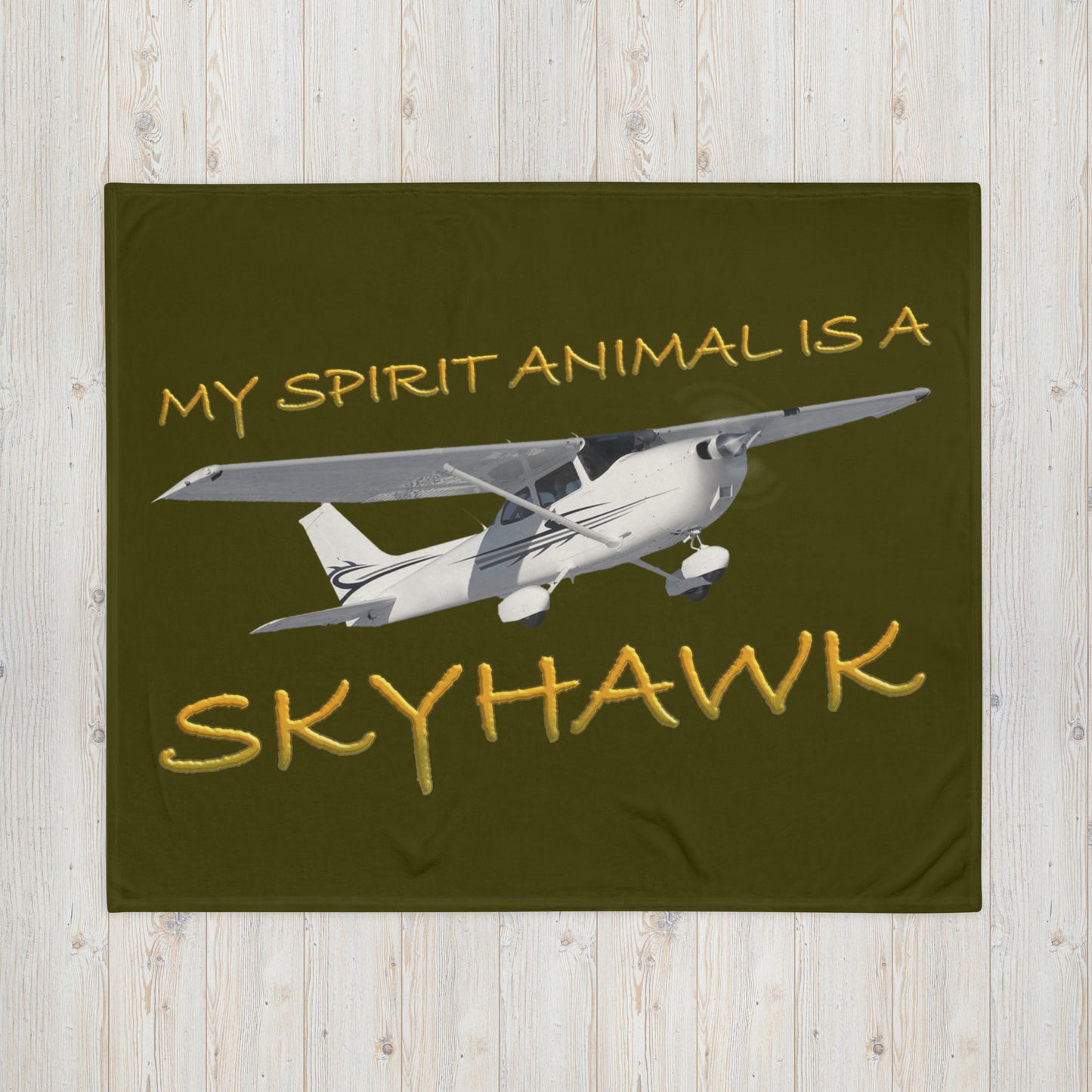 My Spirit Animal is a Skyhawk dark green throw blanket
