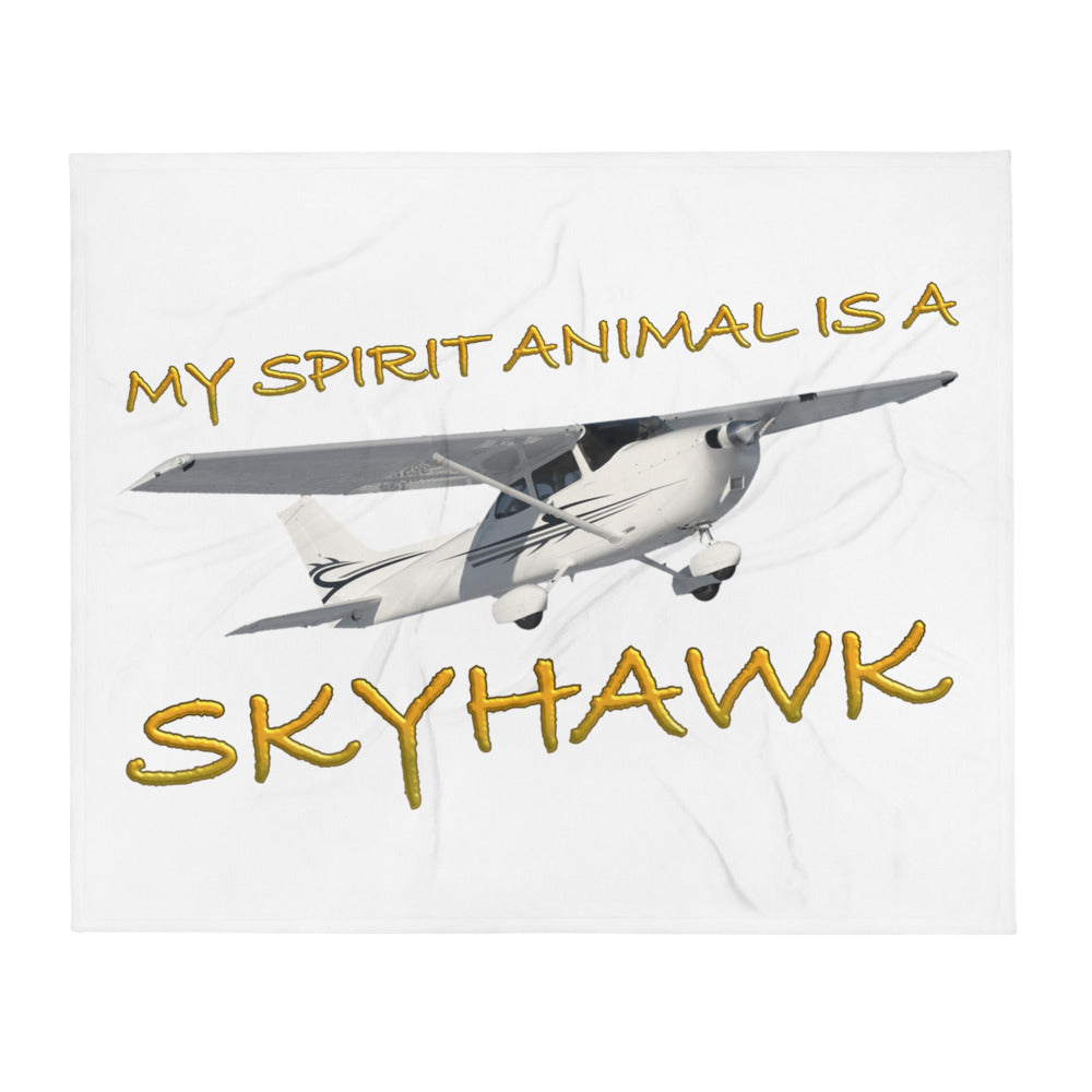 My Spirit Animal is a Skyhawk white throw blanket