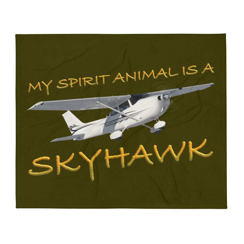 My Spirit Animal is a Skyhawk dark green throw blanket