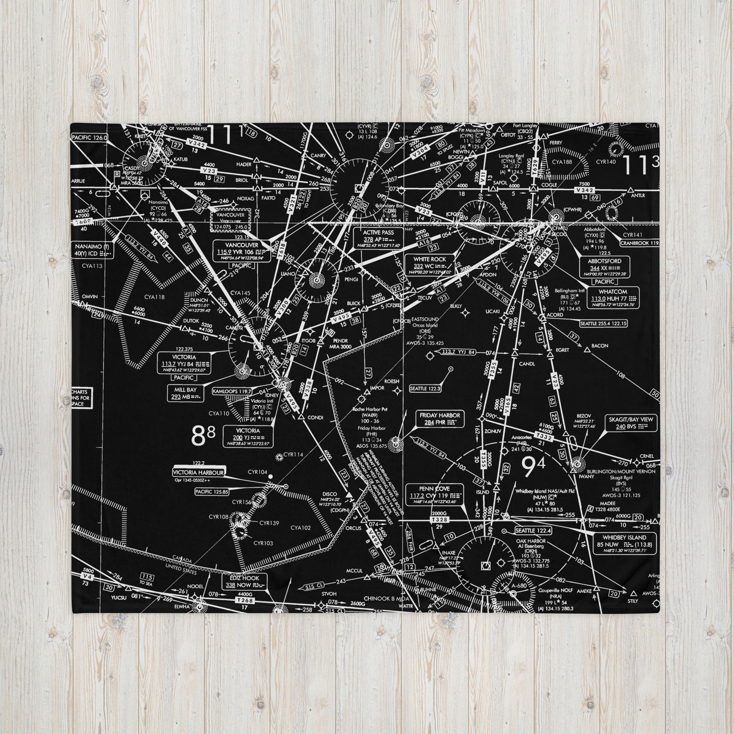 Enroute Low Altitude (ELUS1) Chart throw blanket (black)