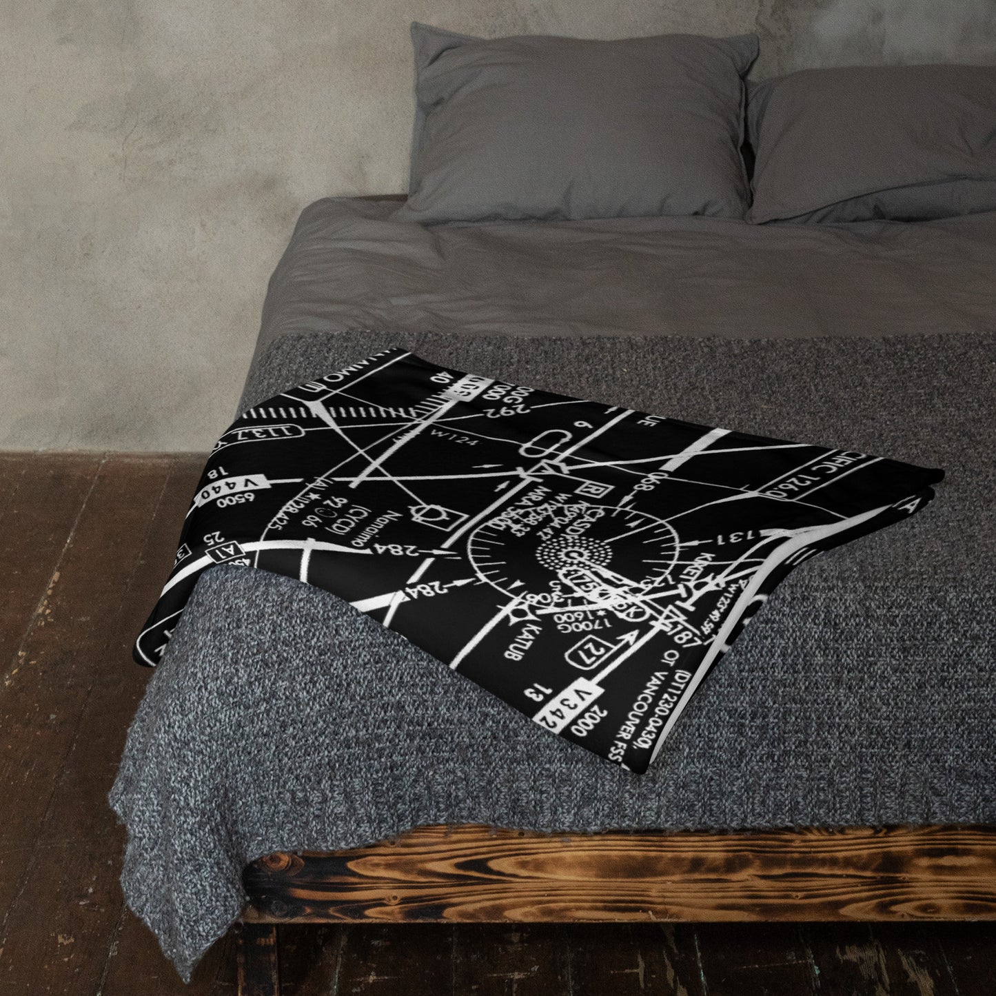 Enroute Low Altitude (ELUS1) Chart throw blanket (black)