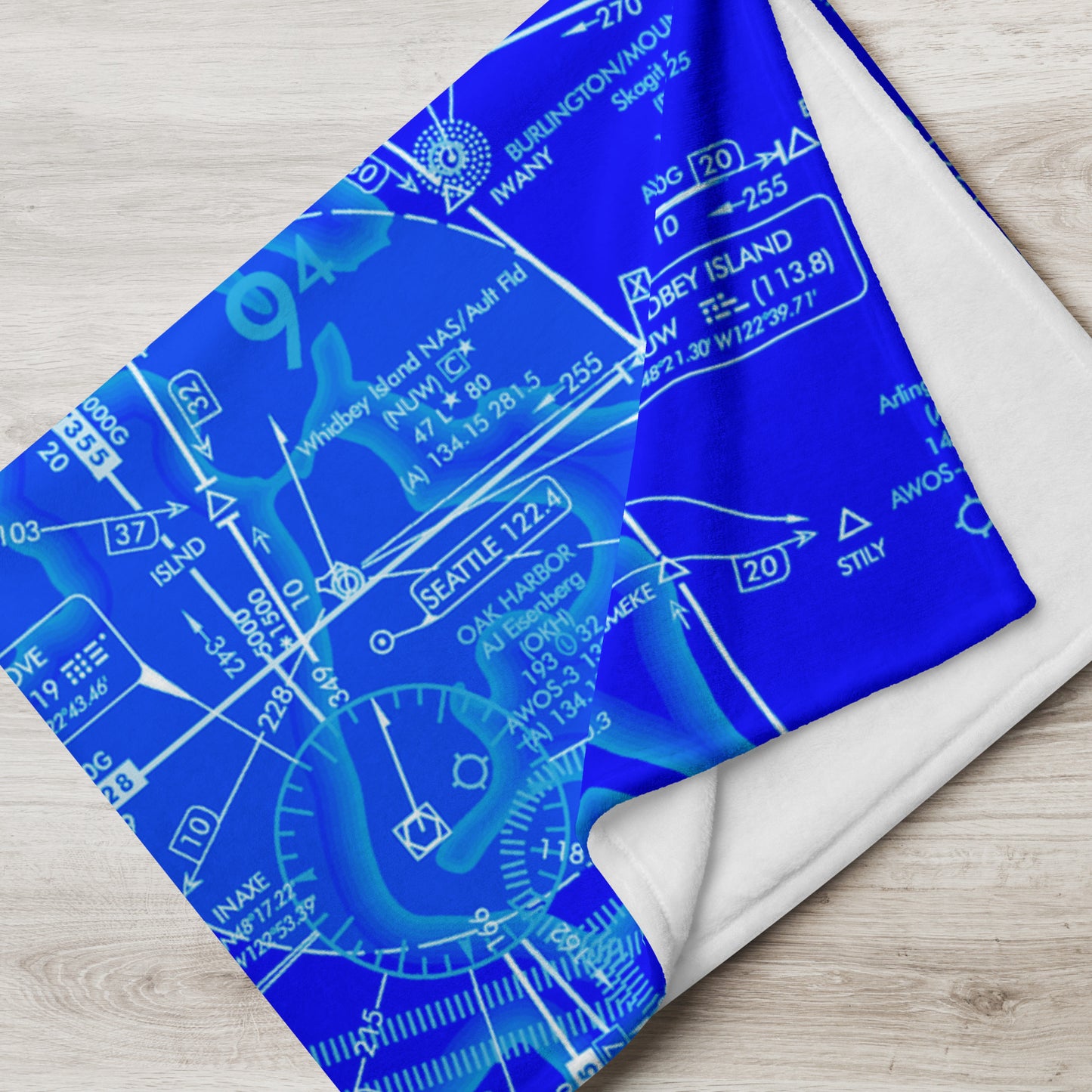Aeronautical Chart throw blanket (blue)