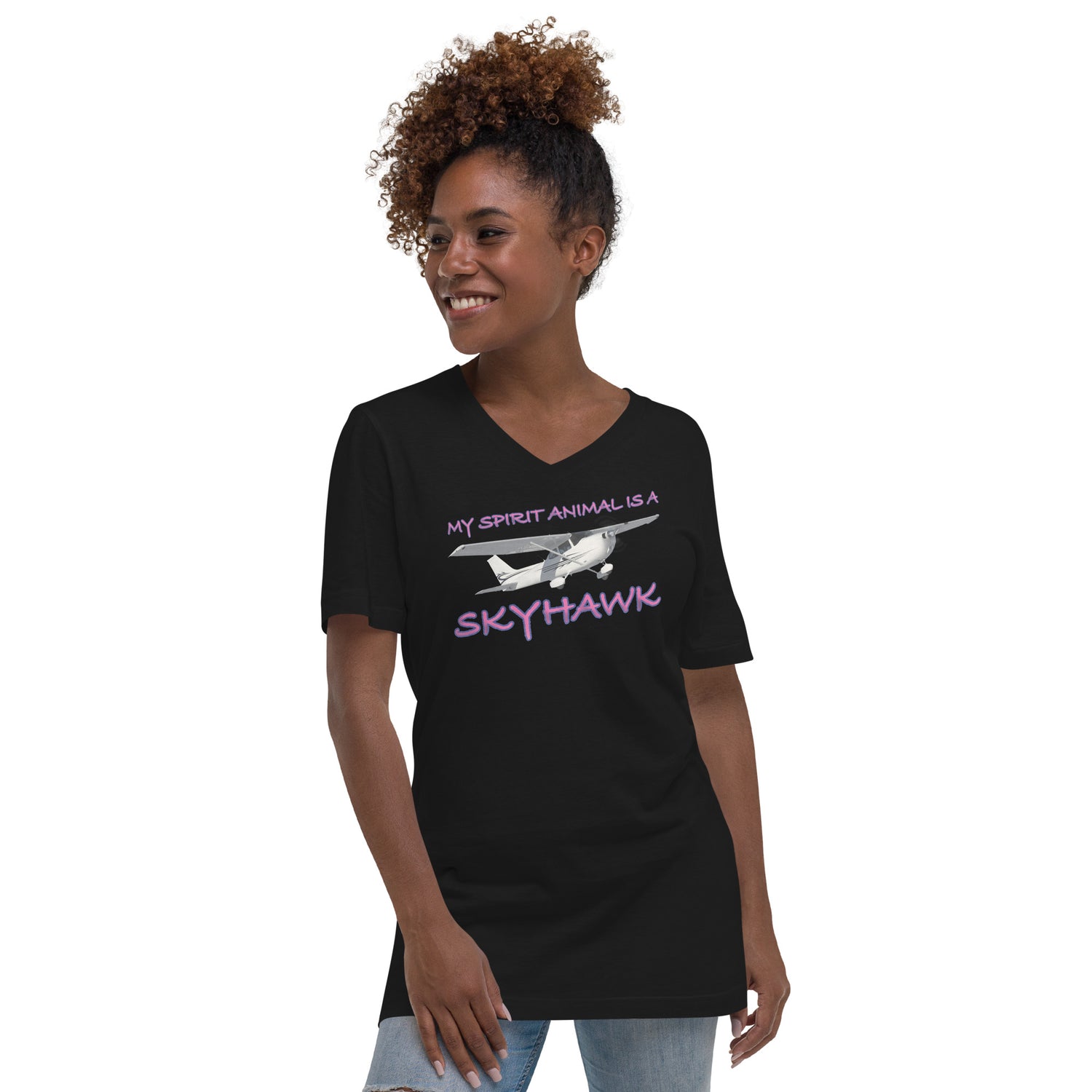 My Spirit Animal is a Skyhawk - Short Sleeve V-Neck T-Shirt
