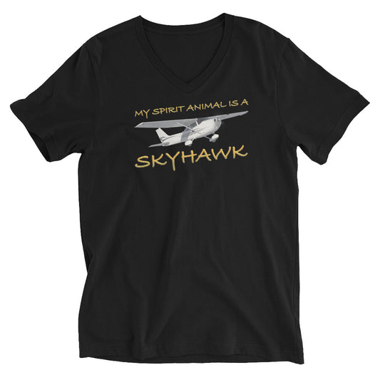 My Spirit Animal is a Skyhawk - short sleeve v-neck T-Shirt (yellow)