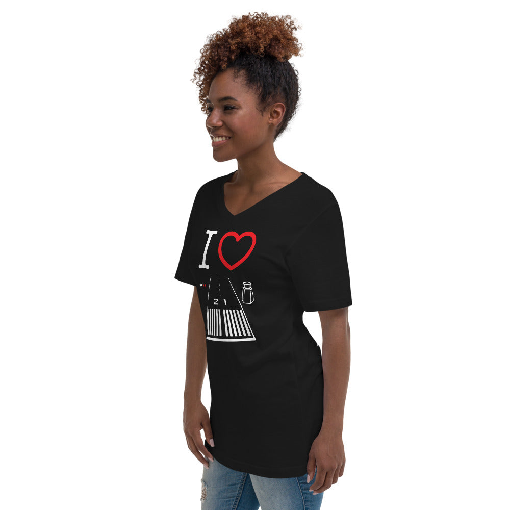 Santa Monica Airport Runway 21 / 3 - short sleeve v-neck T-Shirt (black)