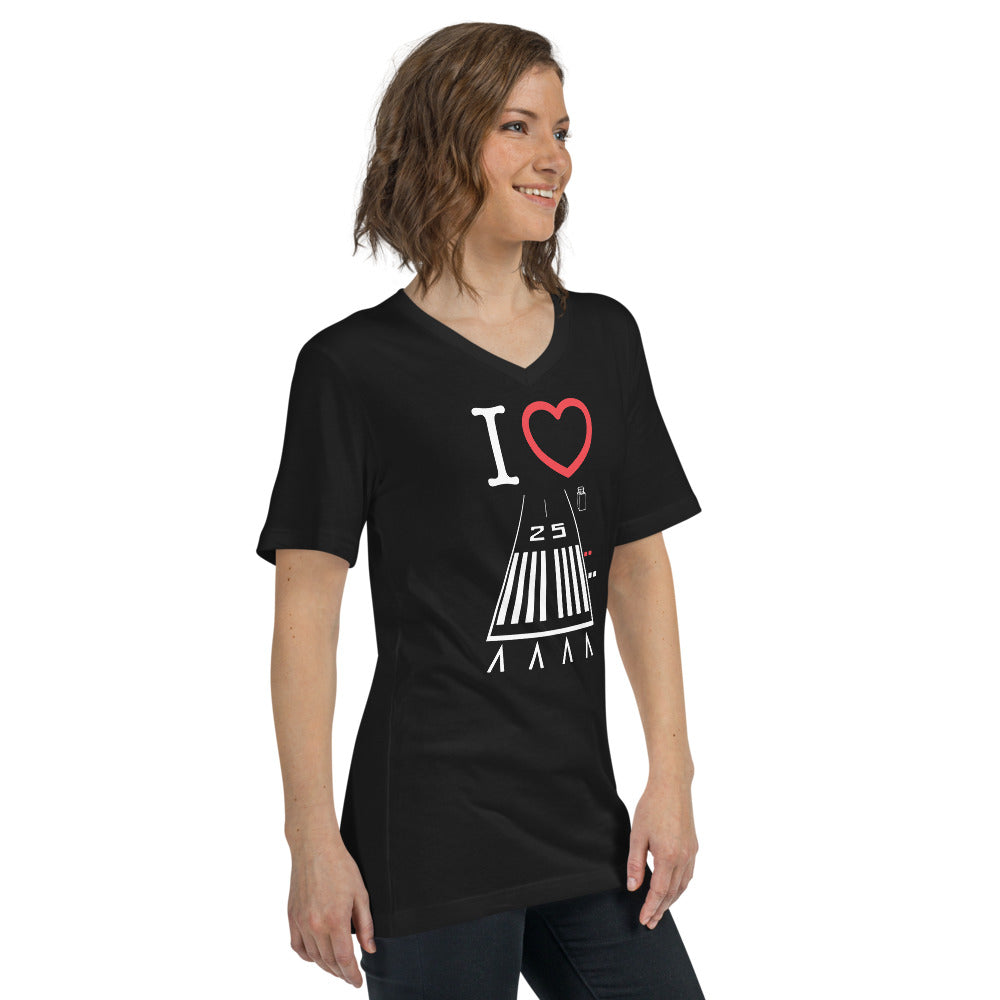 Hawthorne Airport Runway 25 / Runway 7 - Short Sleeve V-Neck T-Shirt