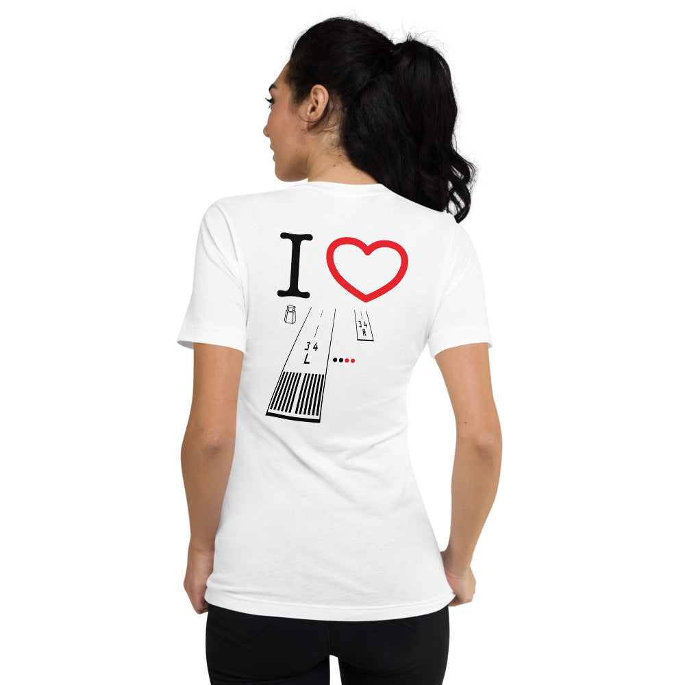 Van Nuys Airport Runways 16L - 16R / 34L - 34R - Short Sleeve V-Neck T-Shirt