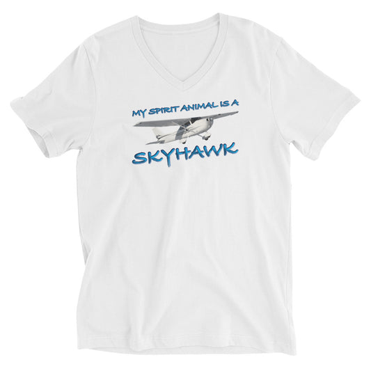 My Spirit Animal is a Skyhawk - short sleeve v-neck T-Shirt (blue)