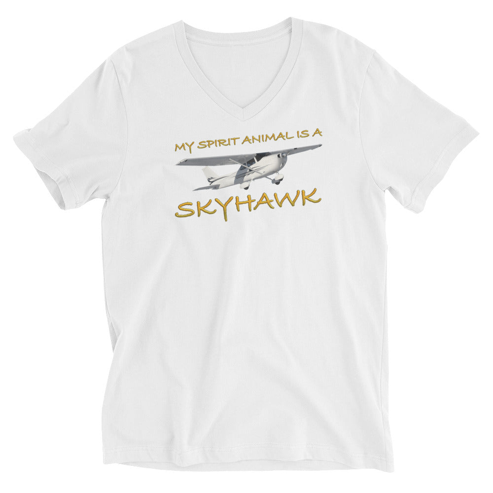 My Spirit Animal is a Skyhawk - short sleeve v-neck T-Shirt (yellow)