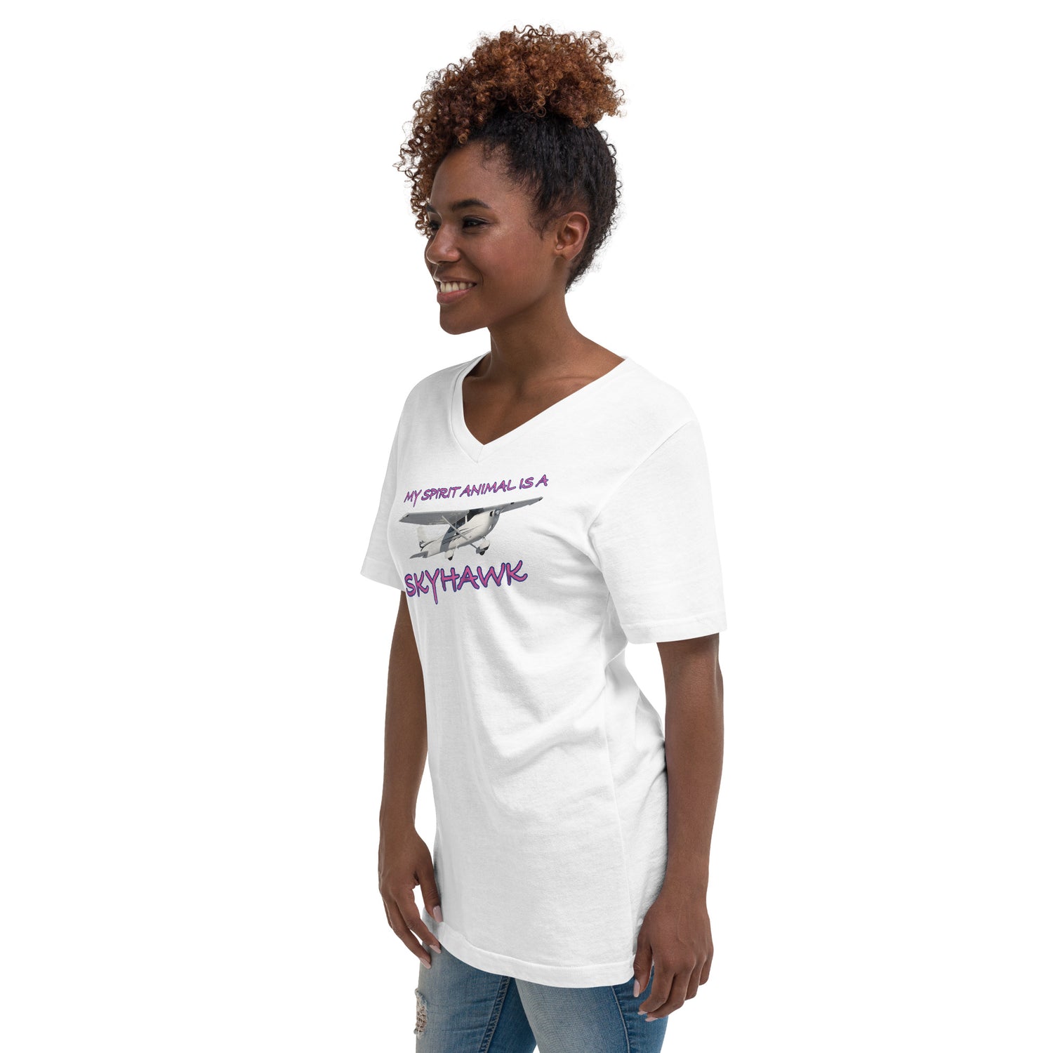 My Spirit Animal is a Skyhawk - Short Sleeve V-Neck T-Shirt