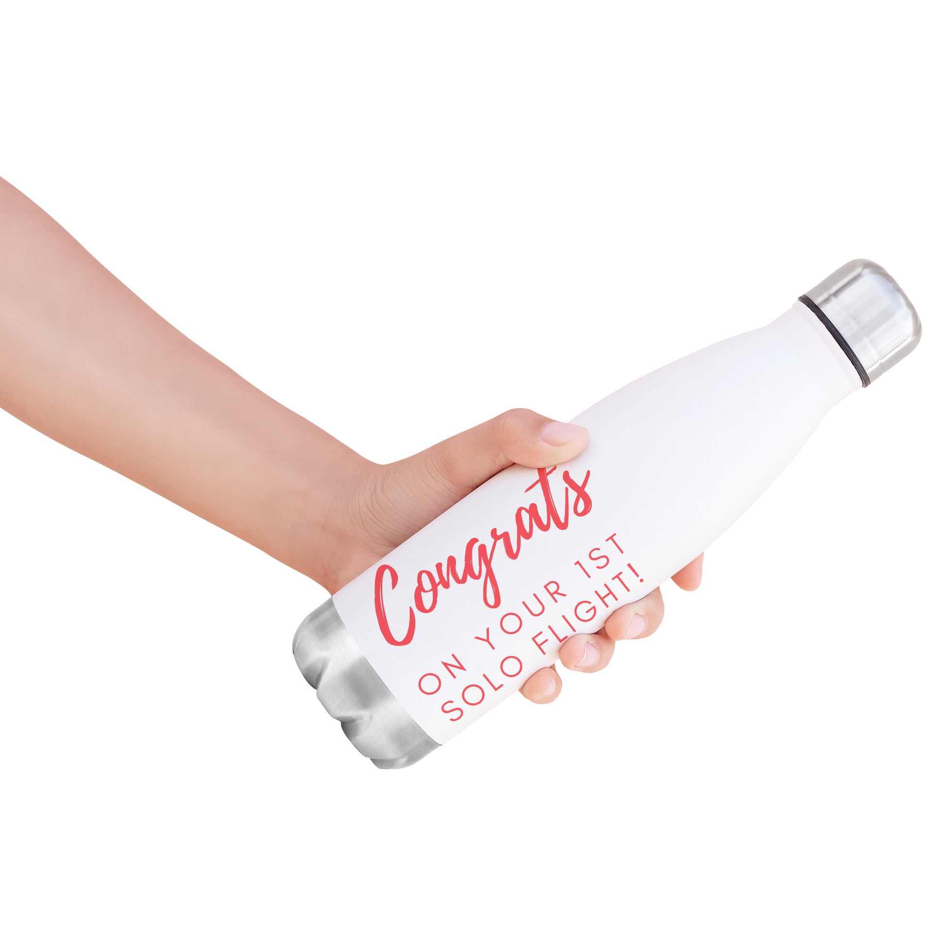 Congrats on your first solo flight! - stainless steel water bottle
