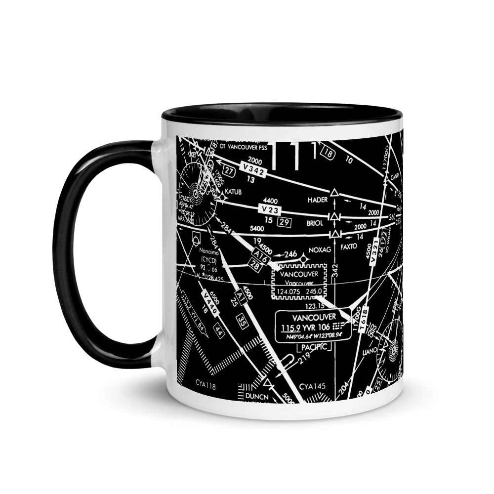 Enroute Low Altitude Chart - 11 oz. black mug with color inside