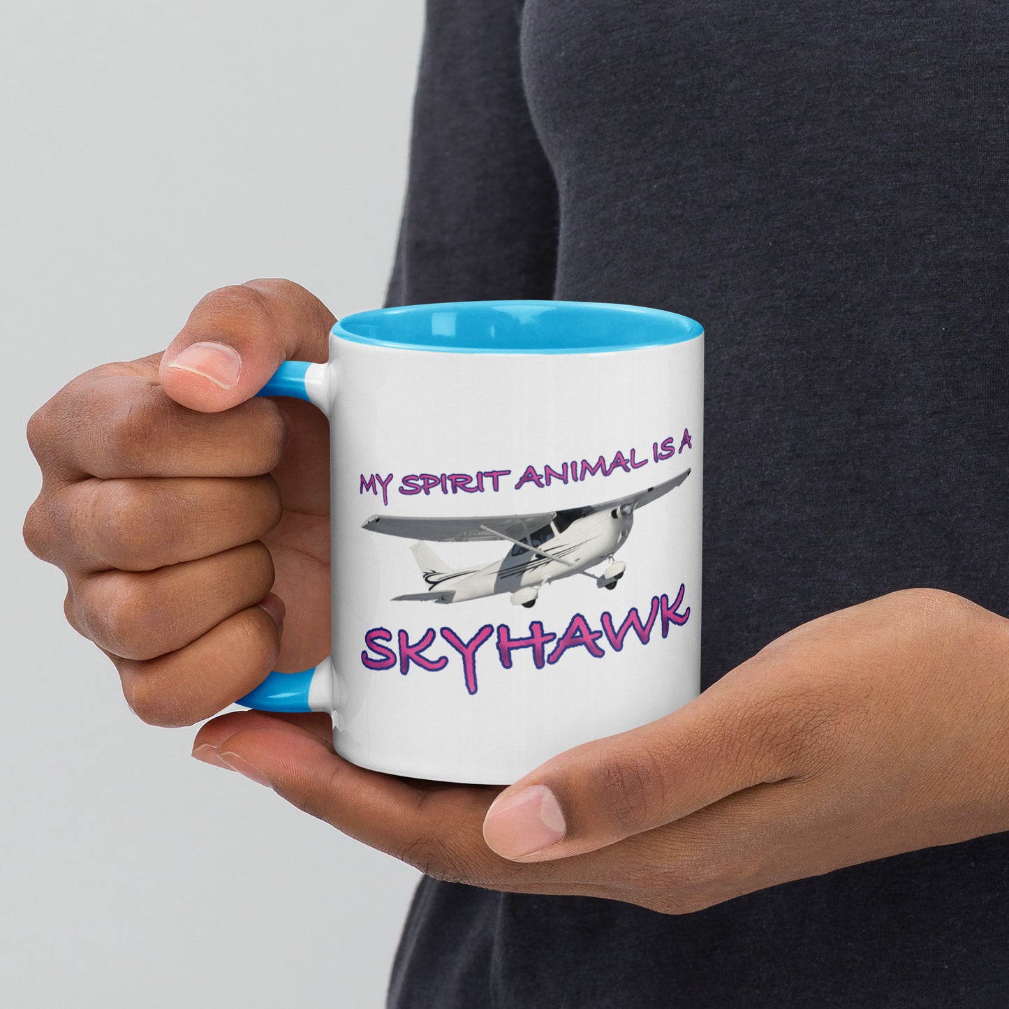 My Spirit Animal is a Skyhawk 11 oz. mug with color inside (pink)