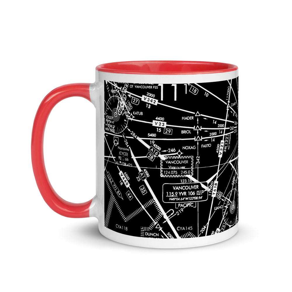 Enroute Low Altitude Chart - 11 oz. black mug with color inside