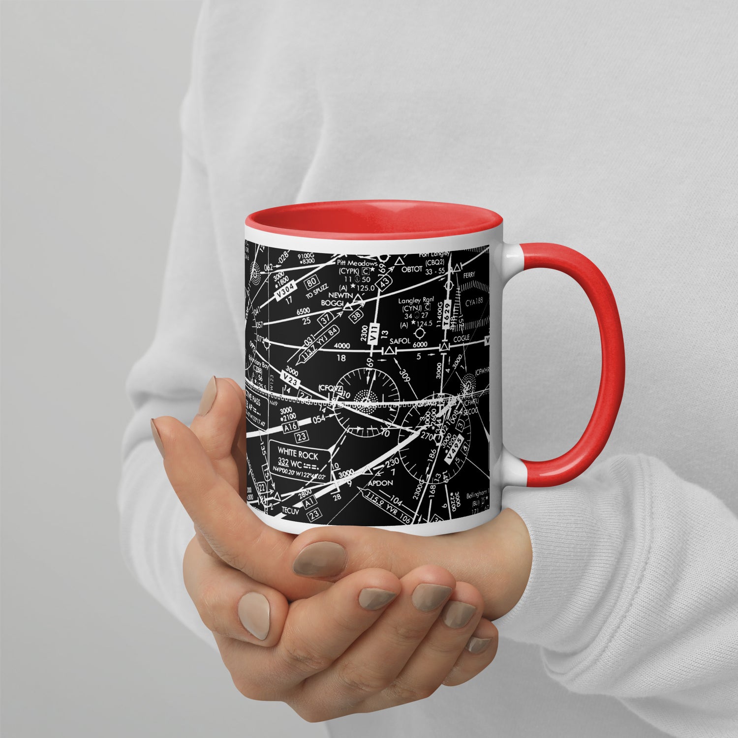 Enroute Low Altitude Chart - 11 oz. black mug with color inside
