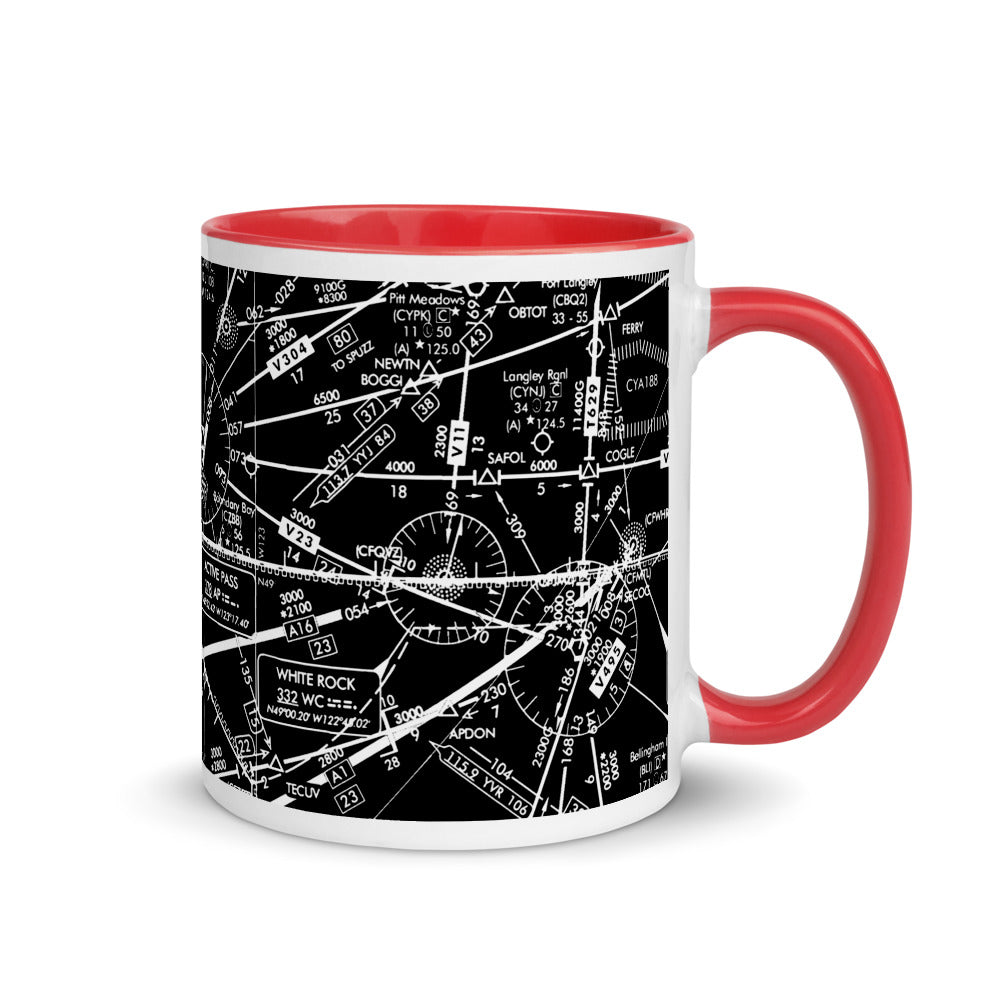 Enroute Low Altitude Chart - 11 oz. black mug with color inside