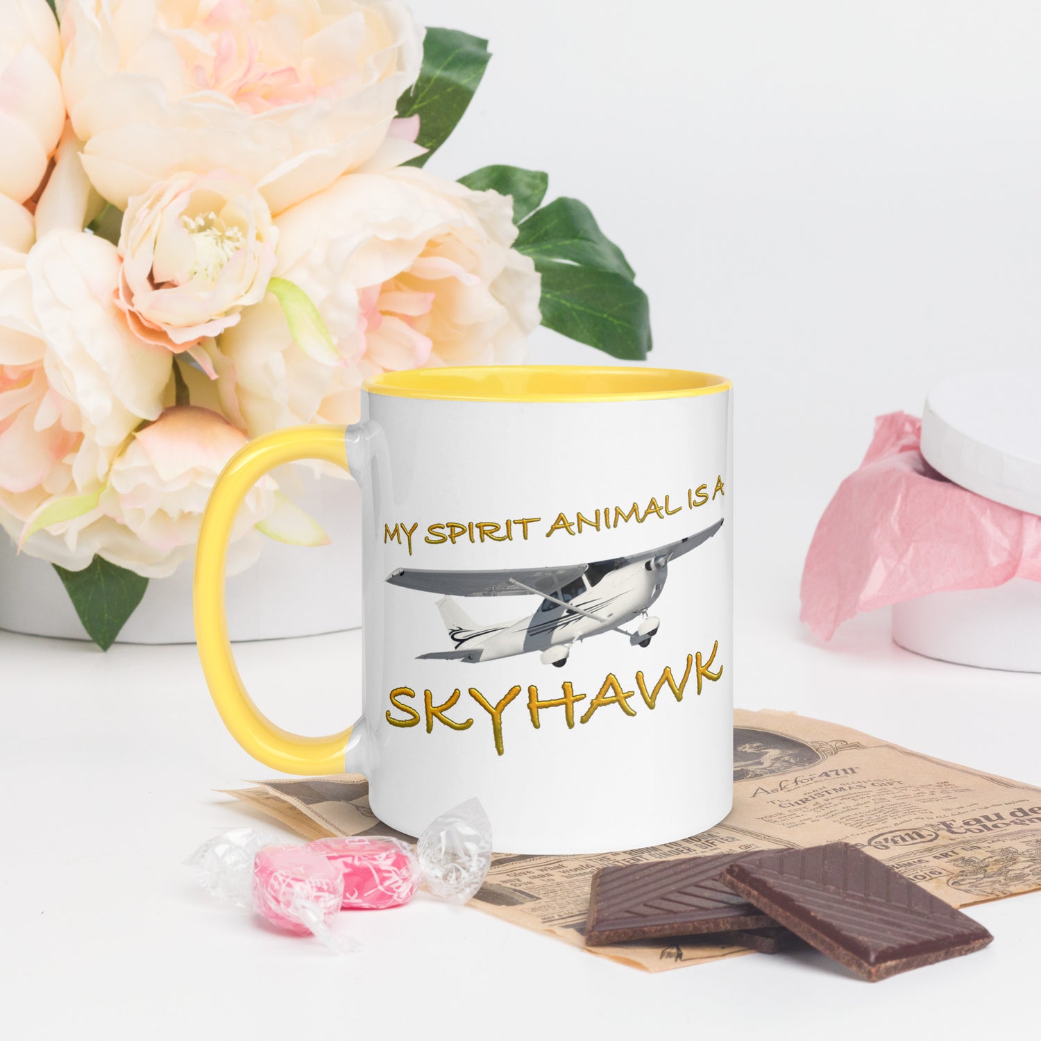 My Spirit Animal is a Skyhawk 11 oz. mug with color inside (yellow)