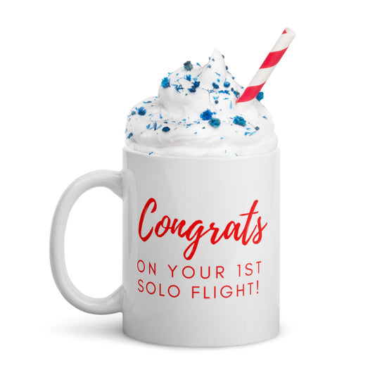Congrats on your 1st Solo Flight! 11 oz. mug (red)